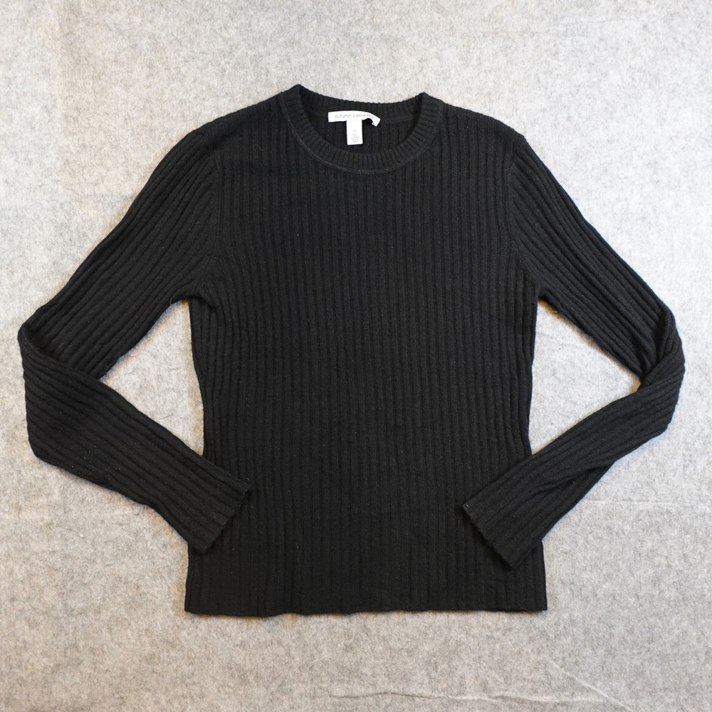 Autumn Cashmere Sweater‎ Women Medium Black Ribbed Crew Neck 100% Cashmere